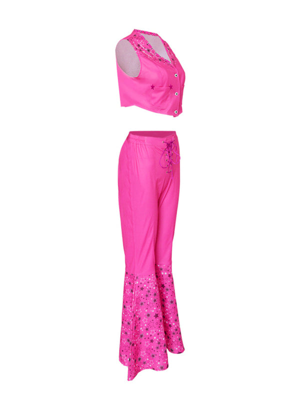 Pink Cowgirl Star-Covered Pants Cosplay Movie Inspired Halloween Costume