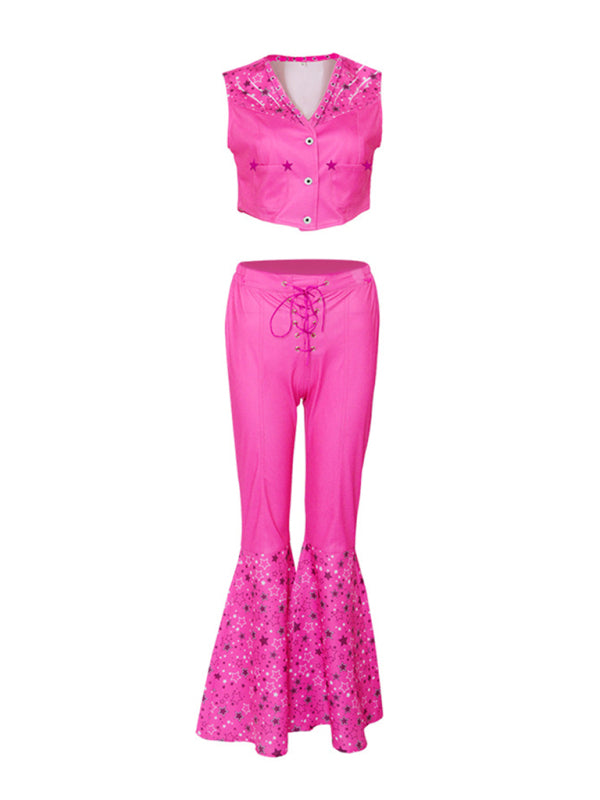 Pink Cowgirl Star-Covered Pants Cosplay Movie Inspired Halloween Costume