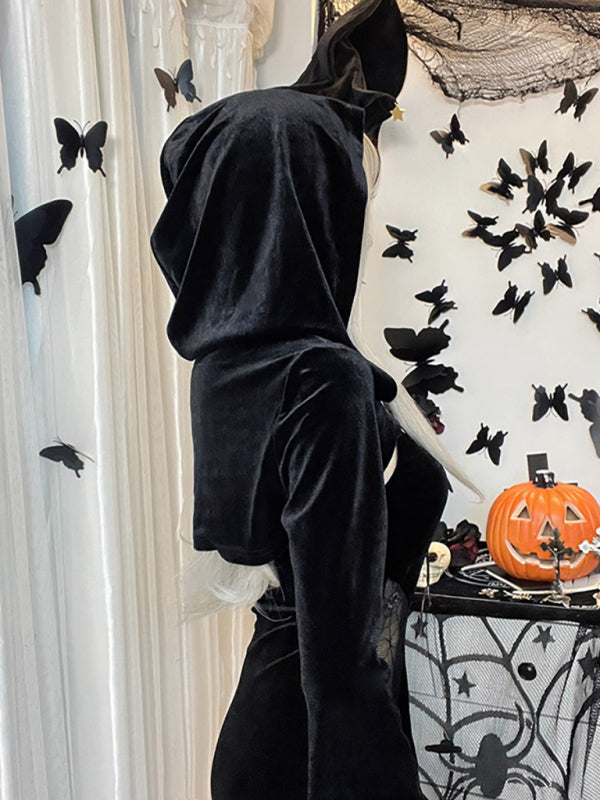 Vampire Spider Witch Demon Cosplay Sheer Side Dress Adult Halloween Costume