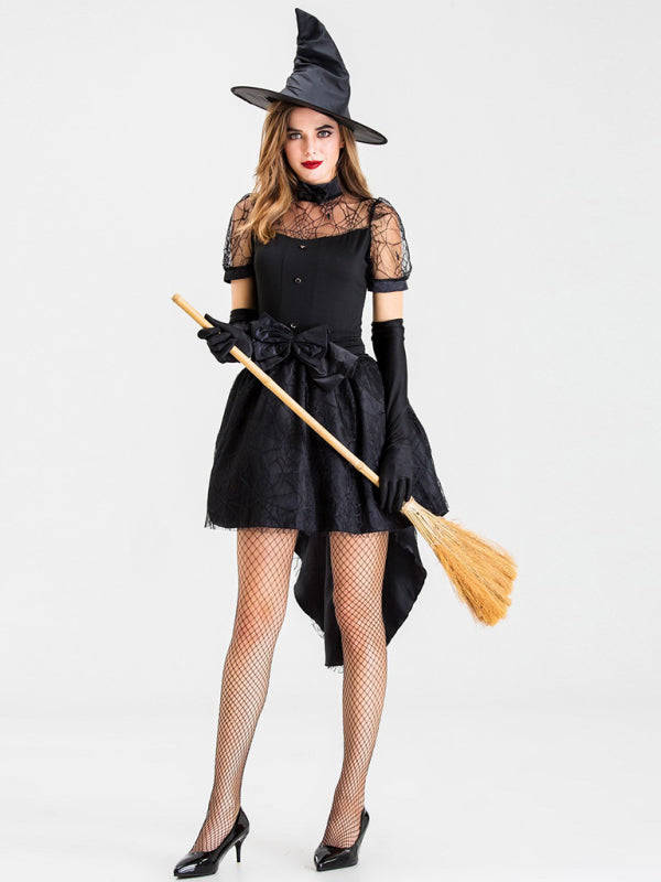 DARK WITCH Sexy Adult Woman Halloween Costume High-low Mini Dress Goth Punk