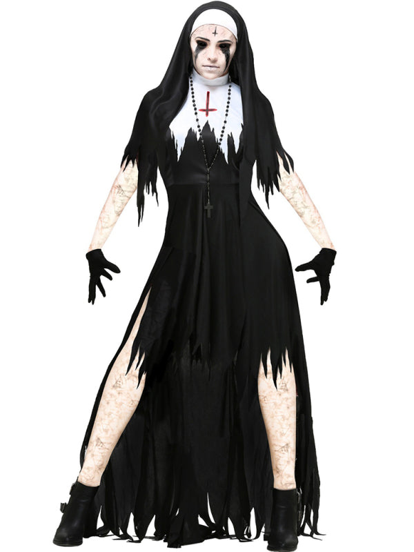 NUN Catholic Vampire Dead Demon Cosplay Dress Adult Halloween Costume